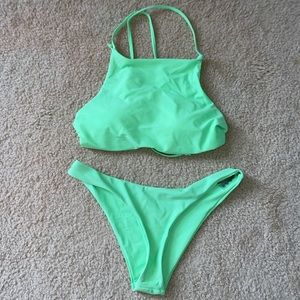 ZAFUL lime green halter bikini
